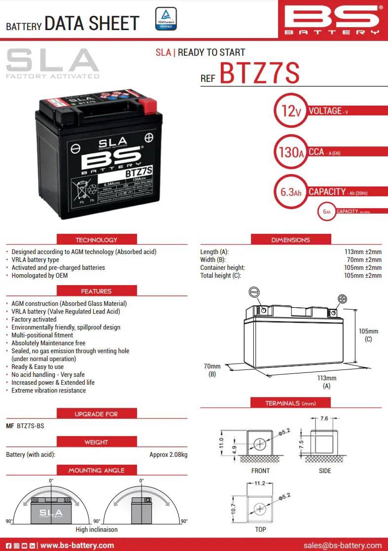 BS Battery 12V BTZ7S SLA - Image 2