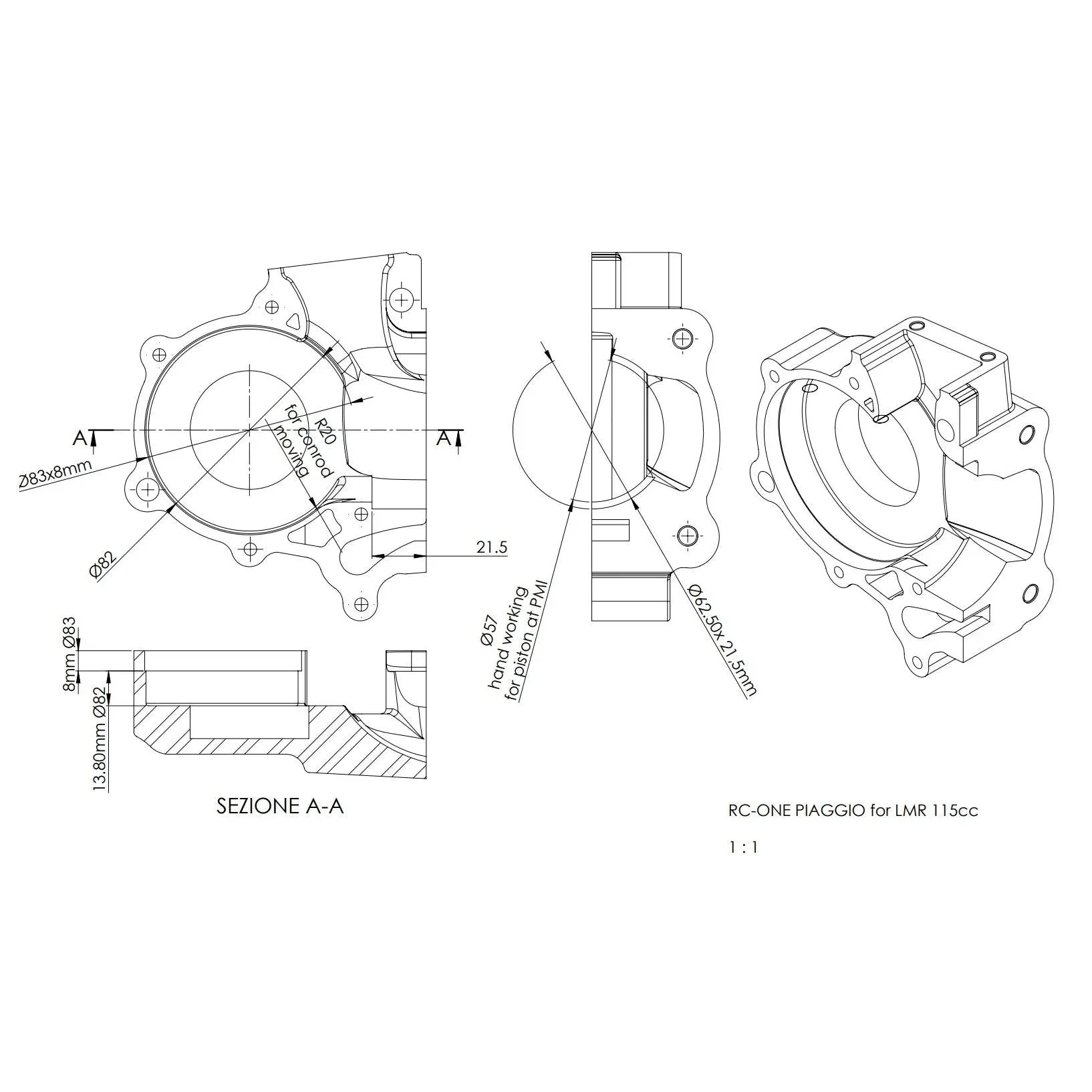 Cylinder Kit LC LMR Engines FL 115cc - Image 3