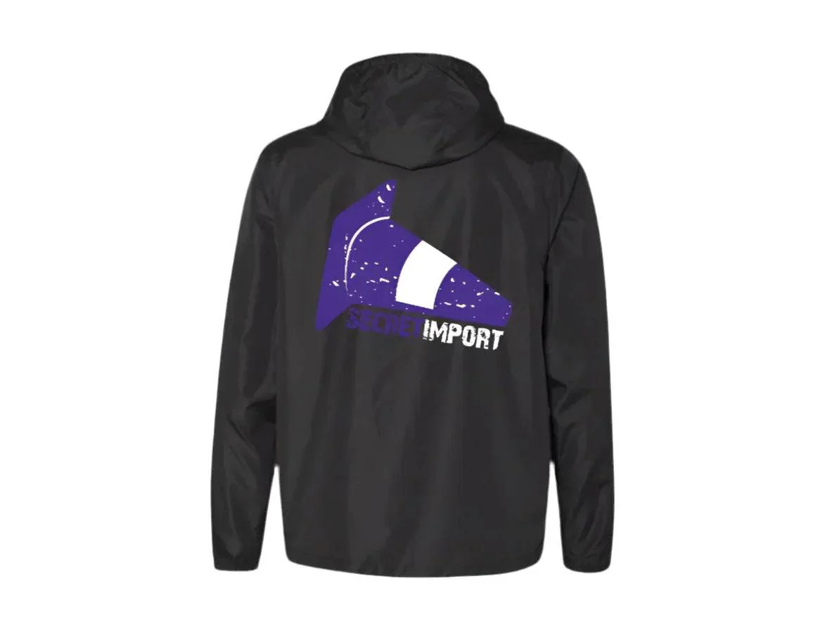 Black Jacket Lightweight Windbreaker Full-Zip Secret Import - Image 3